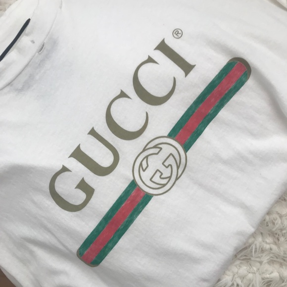 SOLD -Gucci Distressed Logo T-shirt - Picture 1 of 7